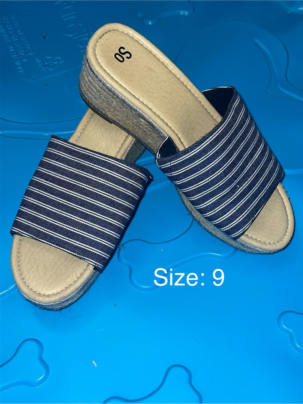 SO Navy and White Striped Slide Mules